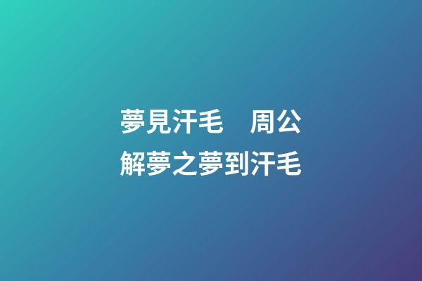 夢見汗毛　周公解夢之夢到汗毛